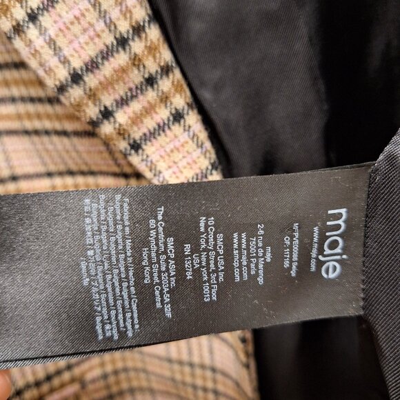Maje Will Plaid Print Blazer - Picture 3 of 3